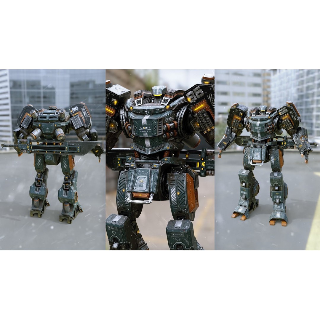 Sloth Mech 3D Model – Low Poly Rigged Character with Greatsword, FBX - View 6
