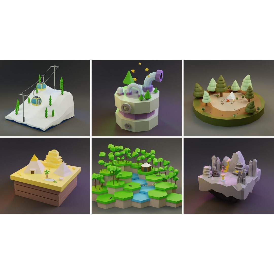Island Exteriors 3D Model – Low Poly Game Asset, FBX, Blender - View 12
