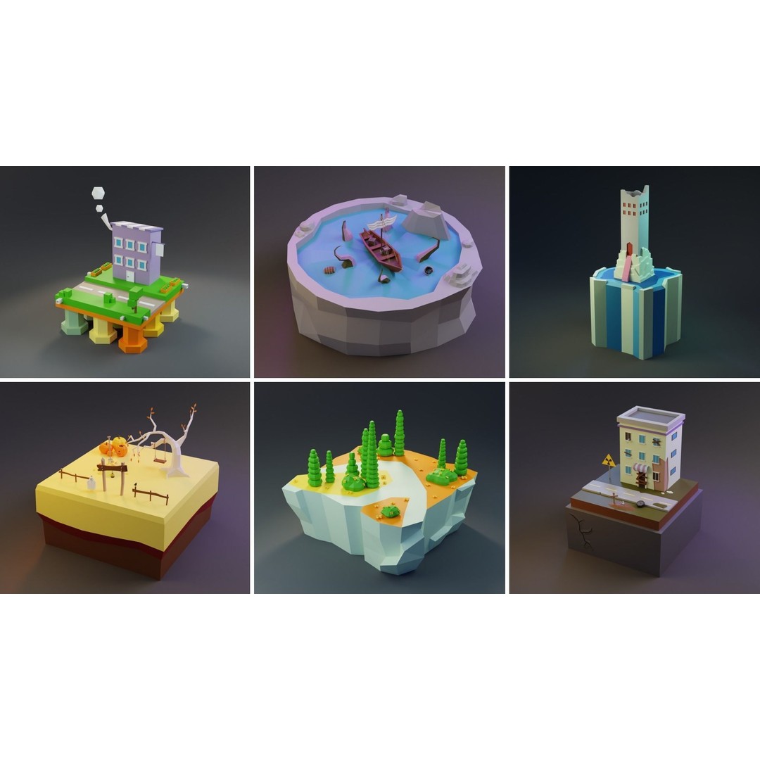 Island Exteriors 3D Model – Low Poly Game Asset, FBX, Blender - View 15