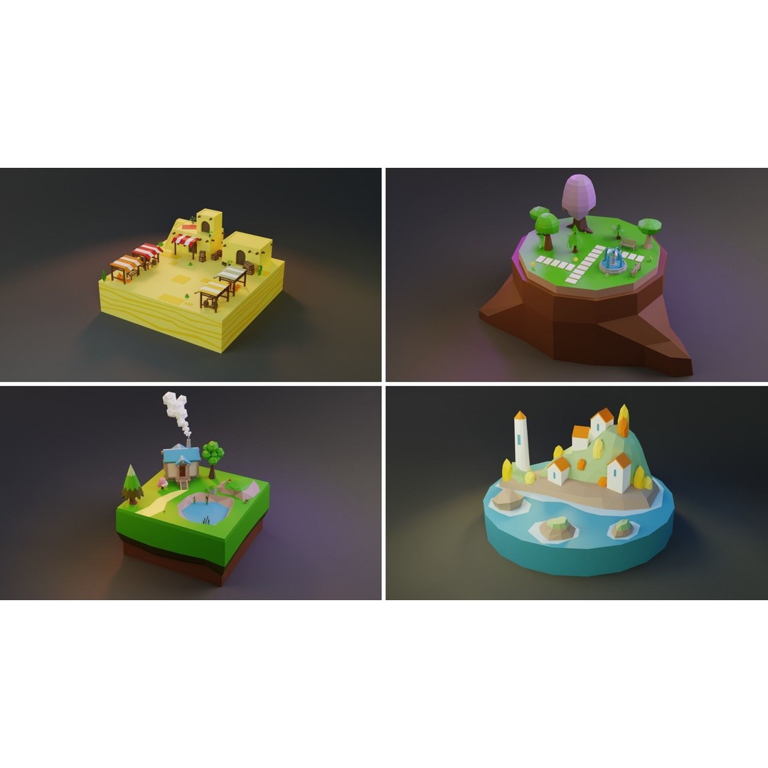 Island Exteriors 3D Model – Low Poly Game Asset, FBX, Blender - View 19