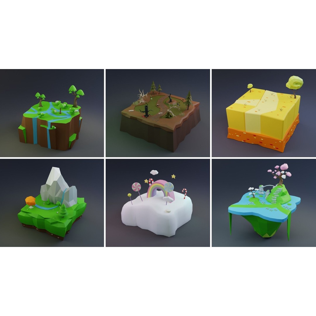 Island Exteriors 3D Model – Low Poly Game Asset, FBX, Blender - View 5