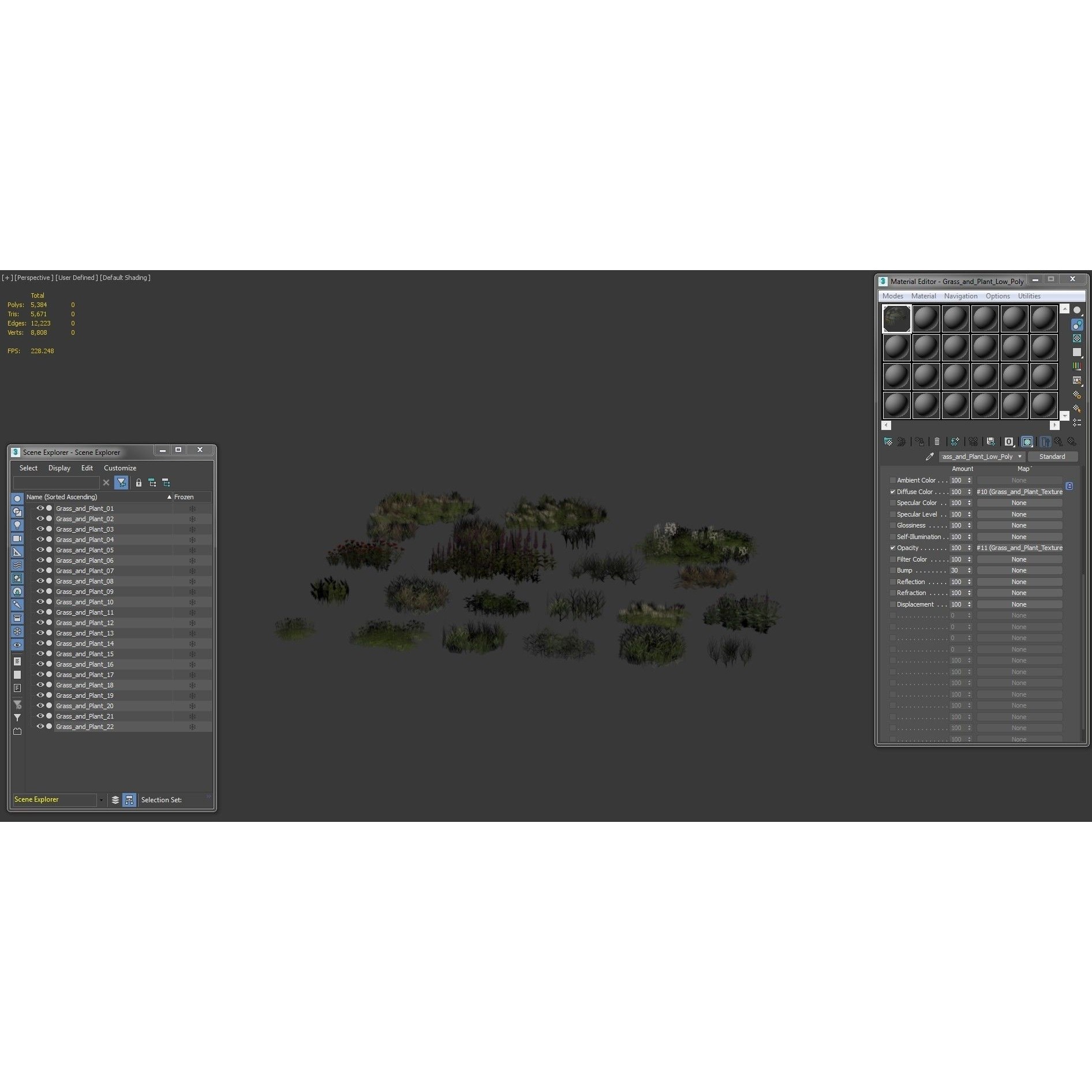 Grass and Plant - Low-Poly Game-Ready 3D Model - View 13