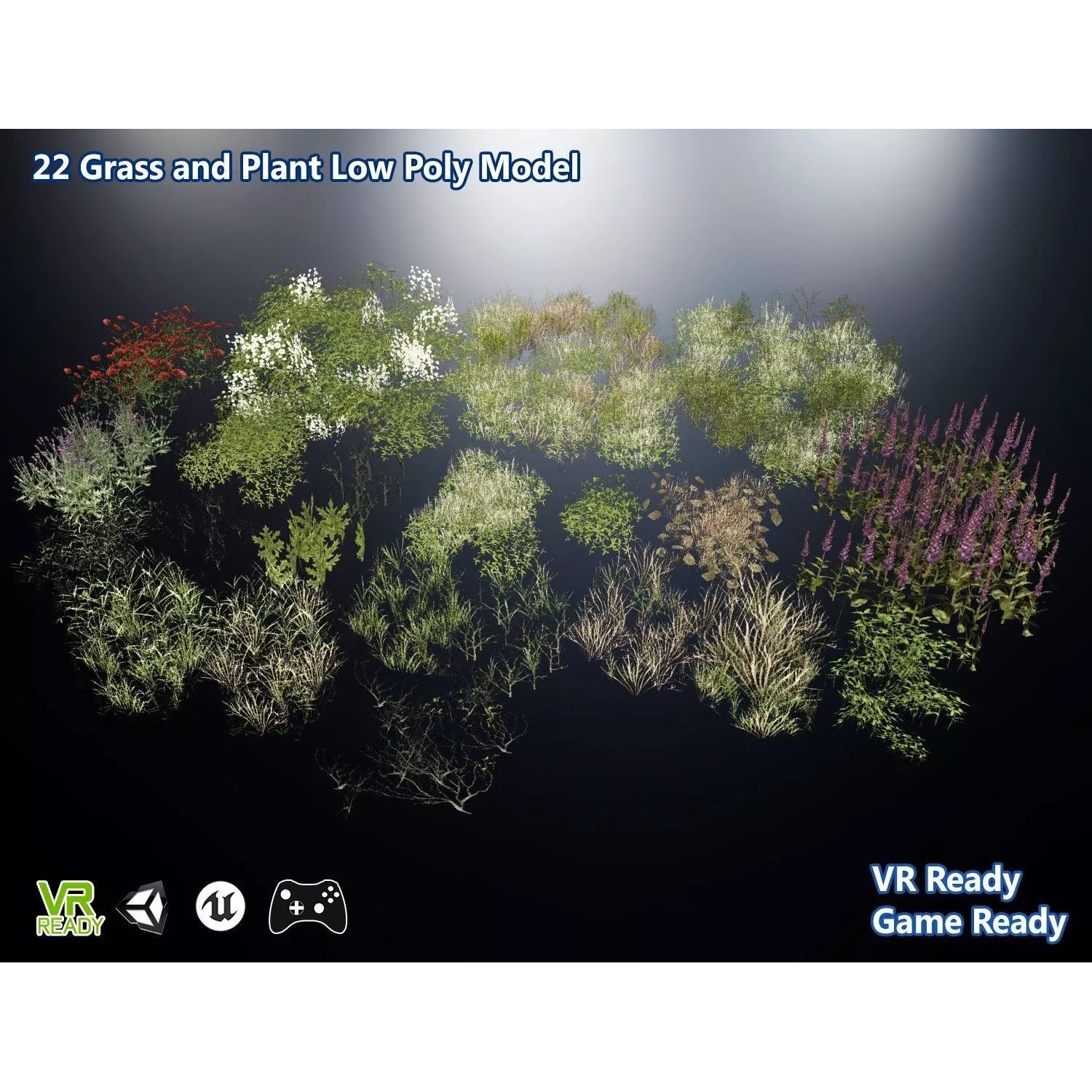 Grass and Plant - Low-Poly Game-Ready 3D Model - View 2