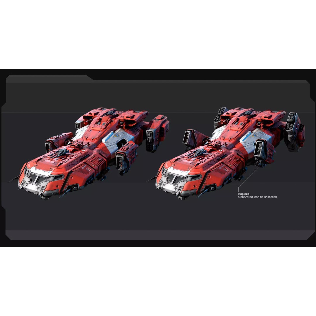 KAIZEN Starship Cruiser 3D Model – Low Poly PBR Spaceship, FBX - View 10