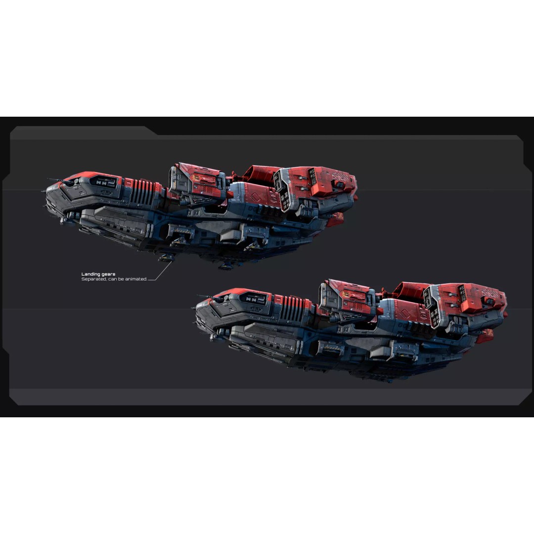 KAIZEN Starship Cruiser 3D Model – Low Poly PBR Spaceship, FBX - View 12