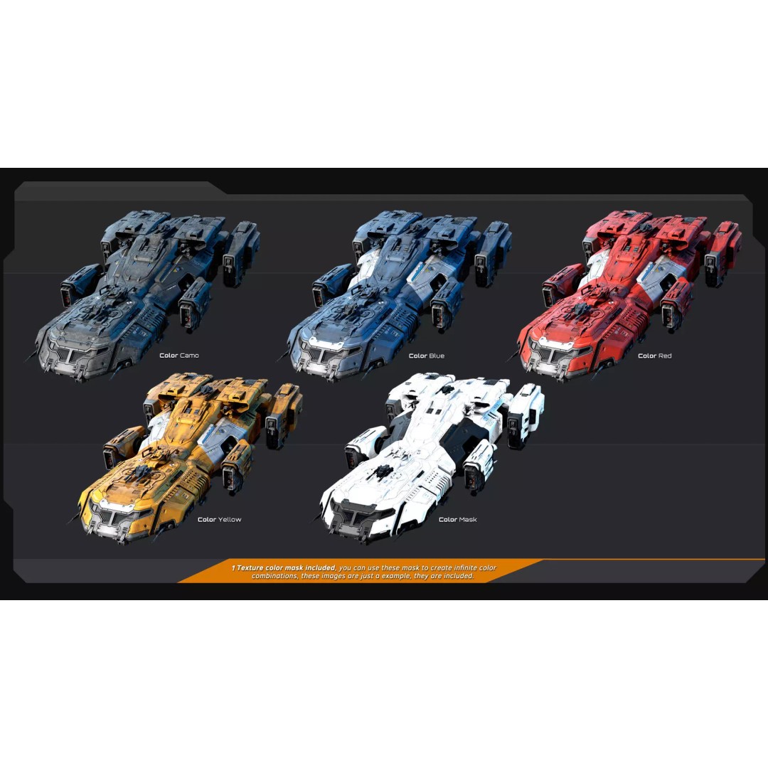 KAIZEN Starship Cruiser 3D Model – Low Poly PBR Spaceship, FBX - View 17