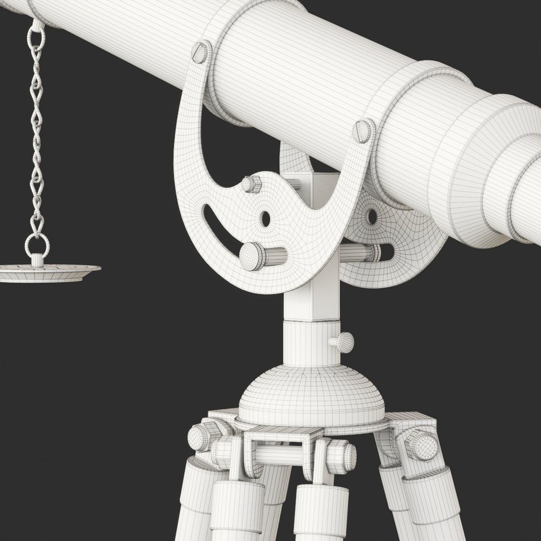 Vintage Antique Tripod Telescope 3D Model – PBR Textured, FBX, OBJ