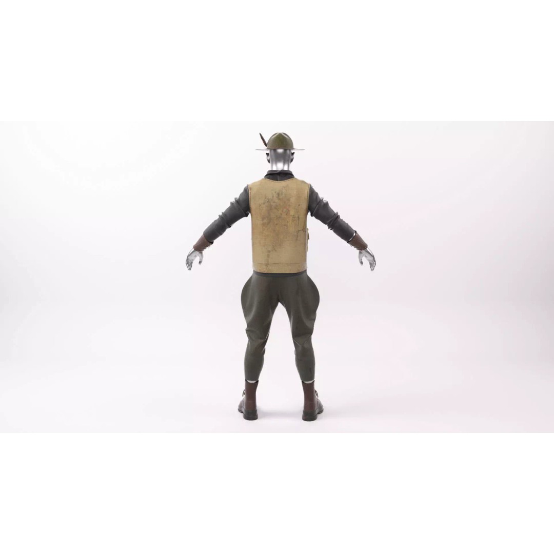 Explorer Outfit 3D Model – Safari Style Character Clothing, FBX - View 5