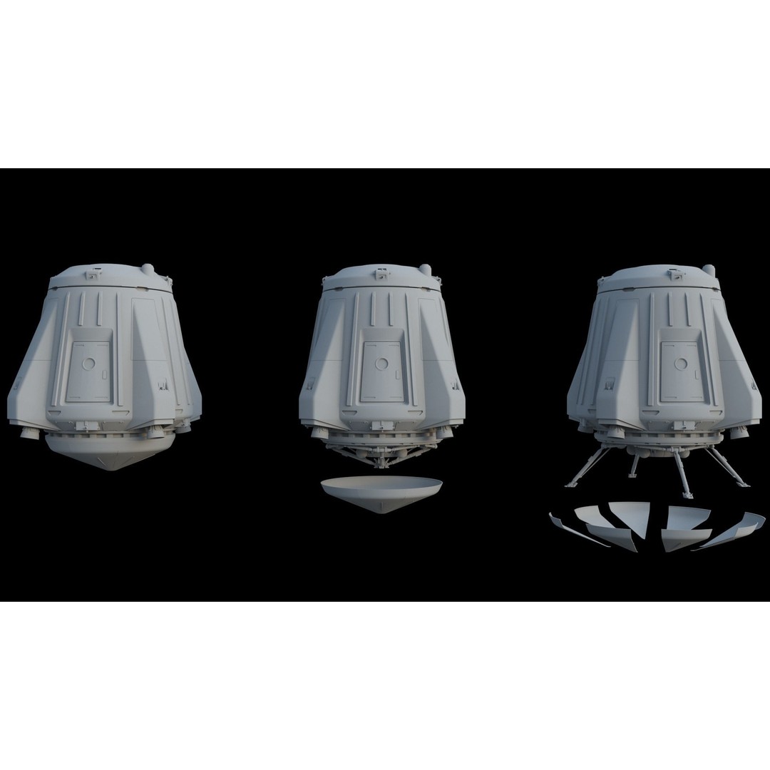 Escape Pod 3D Model – Sci-Fi Landing Module, FBX & OBJ Formats - View 19