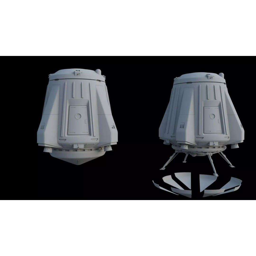 Escape Pod 3D Model – Sci-Fi Landing Module, FBX & OBJ Formats - View 2