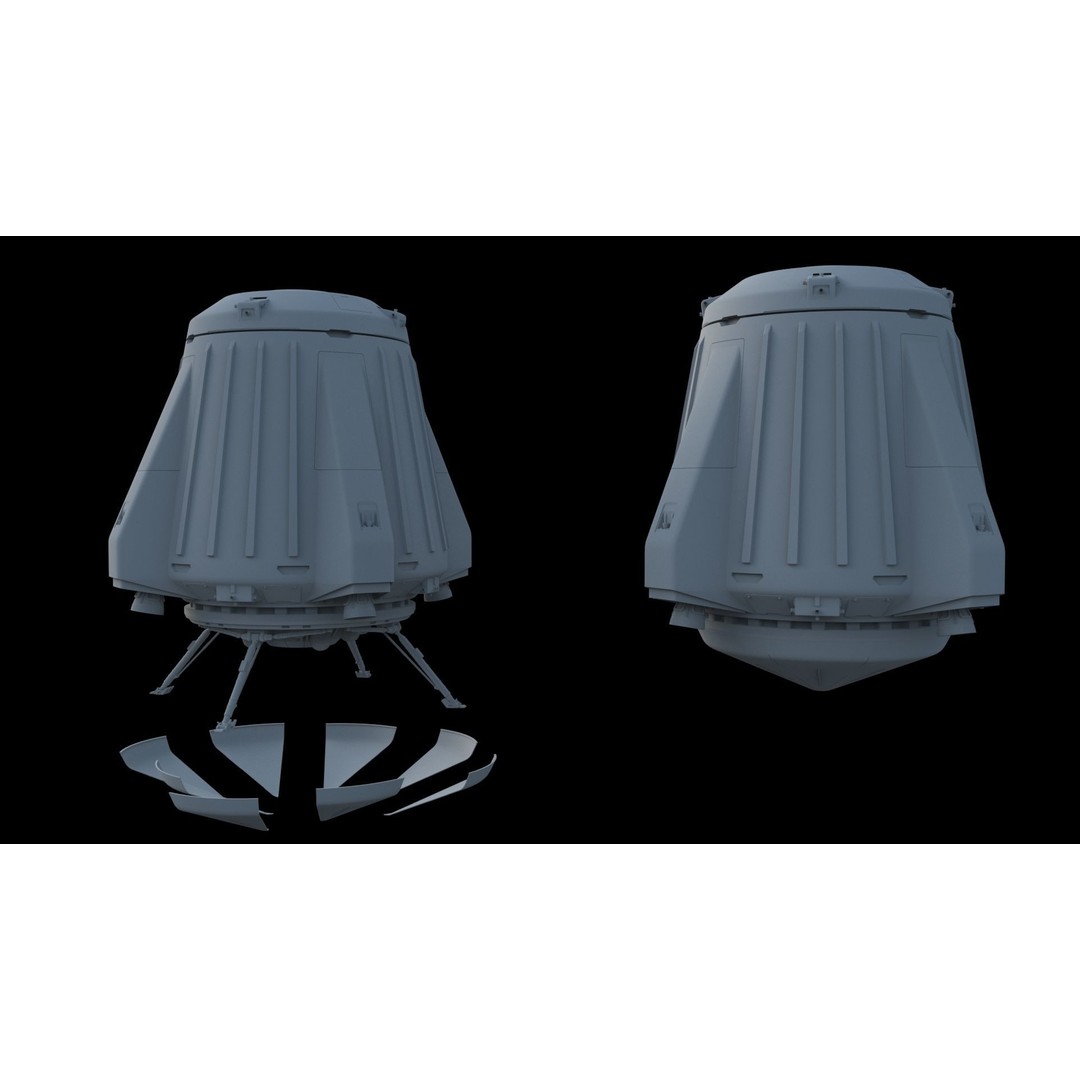 Escape Pod 3D Model – Sci-Fi Landing Module, FBX & OBJ Formats - View 3