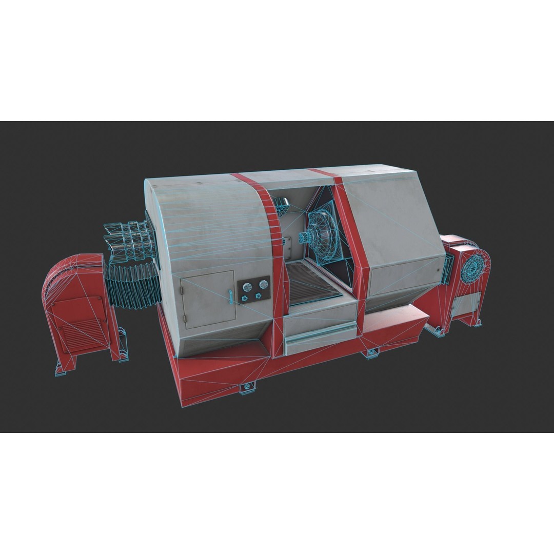 Scifi Laboratory Machine 3D Model – Low Poly Game Asset, FBX - View 4