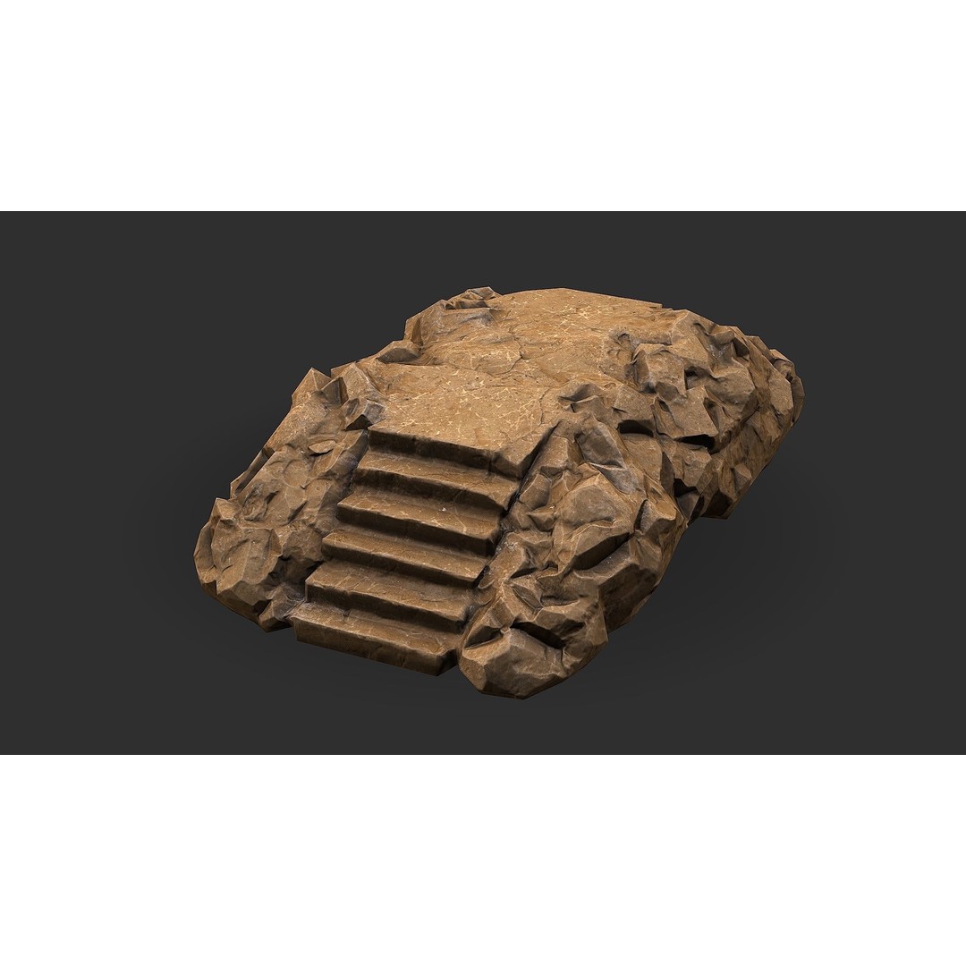 Stone Staircase 3D Model – Low Poly PBR Game Asset, FBX, OBJ - View 10