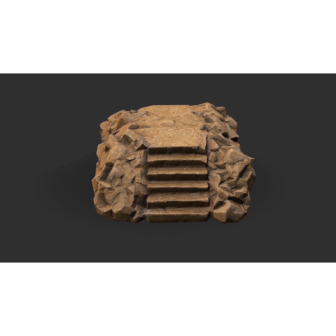 Stone Staircase 3D Model – Low Poly PBR Game Asset, FBX, OBJ - View 11