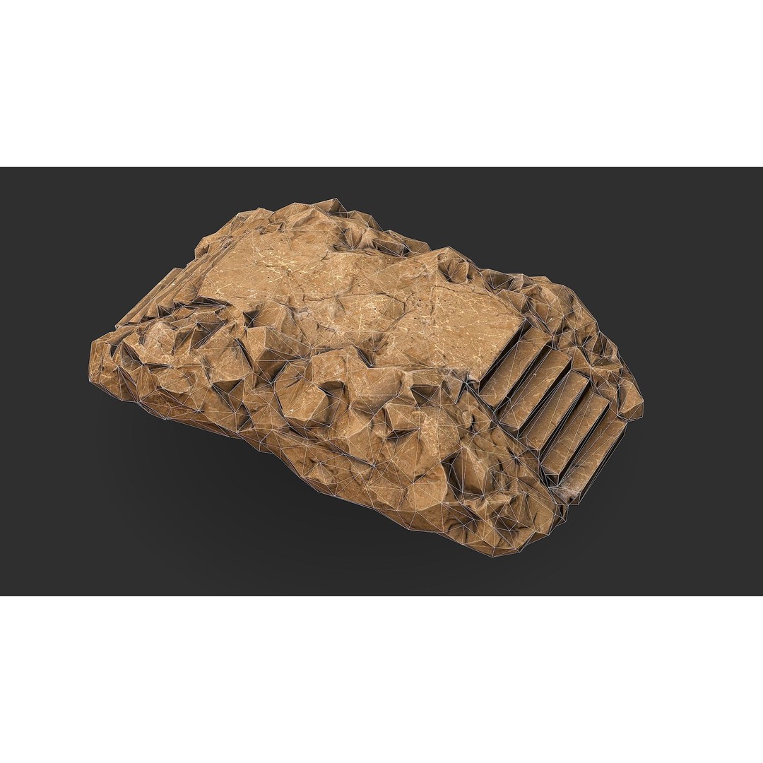 Stone Staircase 3D Model – Low Poly PBR Game Asset, FBX, OBJ - View 14