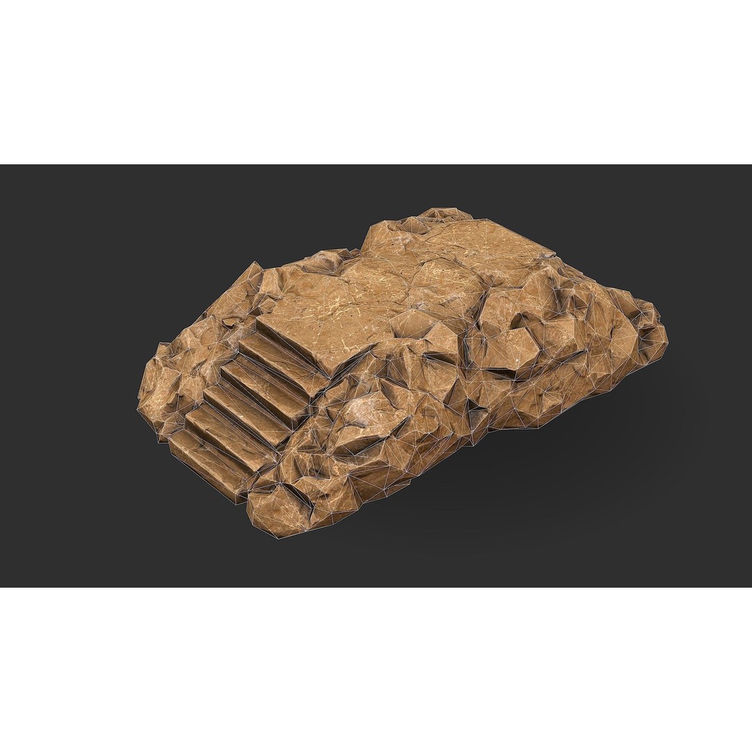 Stone Staircase 3D Model – Low Poly PBR Game Asset, FBX, OBJ - View 16