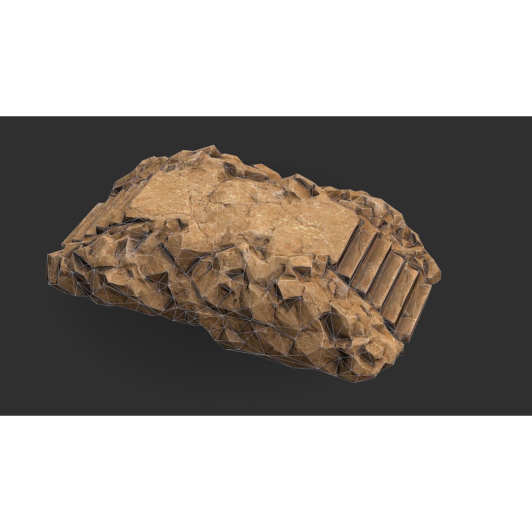 Stone Staircase 3D Model – Low Poly PBR Game Asset, FBX, OBJ - View 17