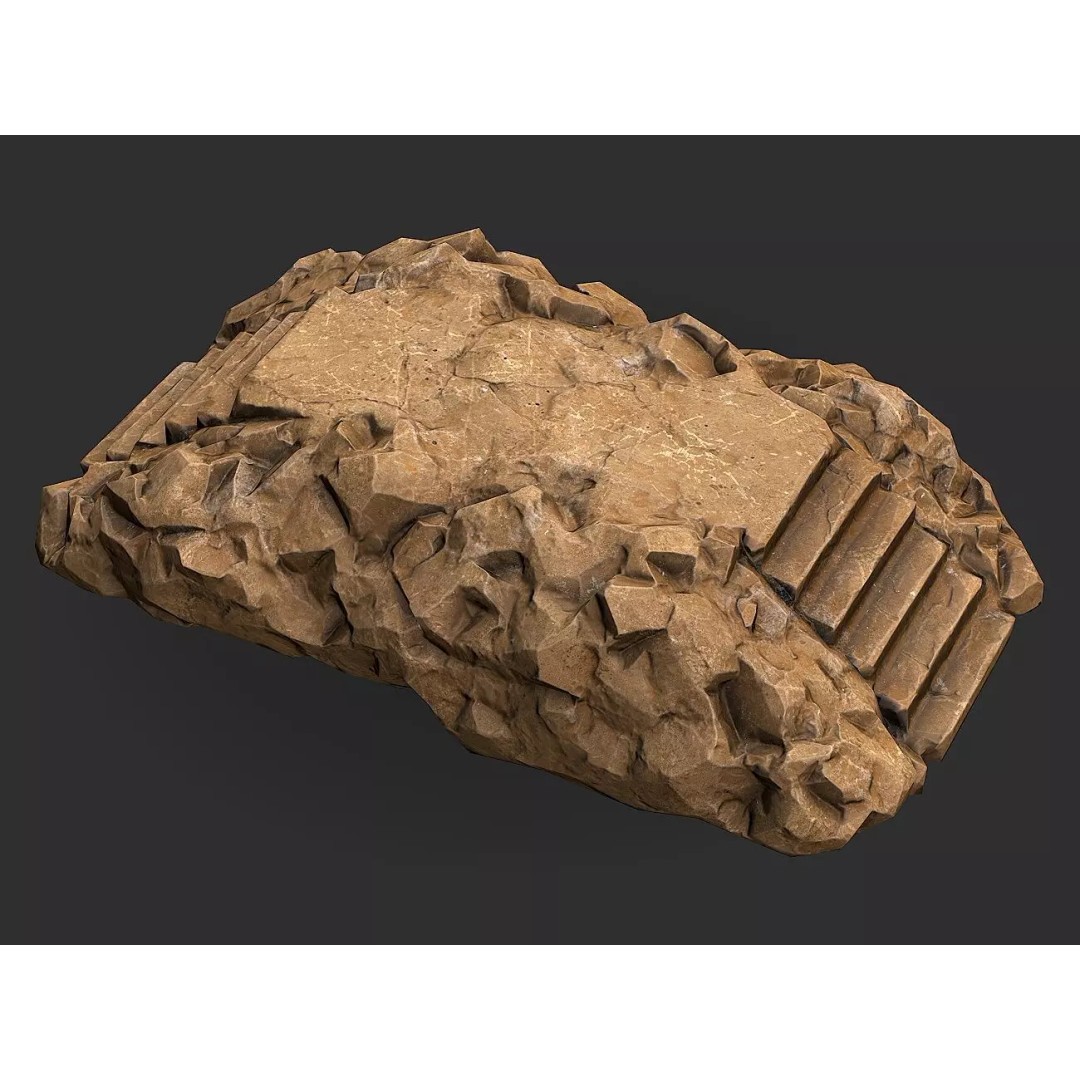 Stone Staircase 3D Model – Low Poly PBR Game Asset, FBX, OBJ - View 2