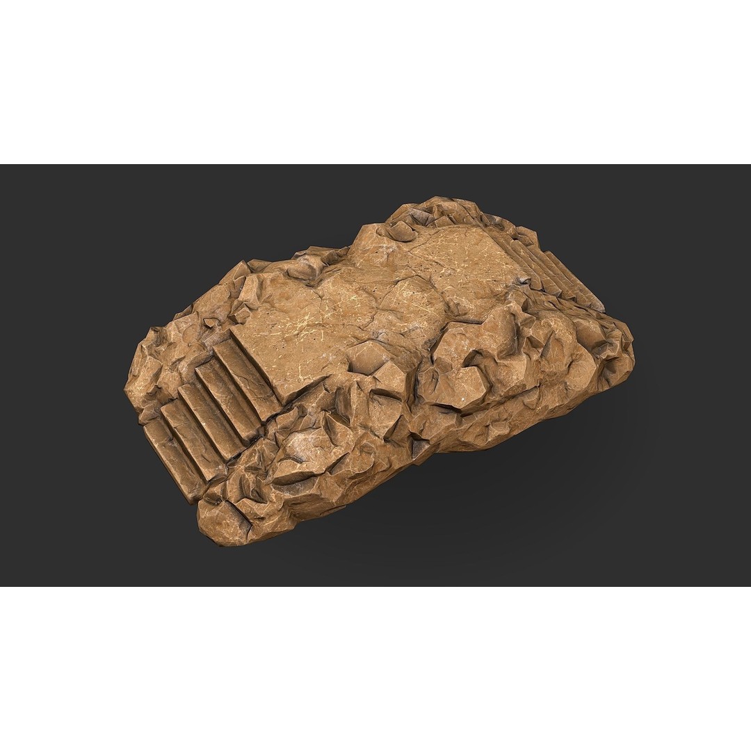 Stone Staircase 3D Model – Low Poly PBR Game Asset, FBX, OBJ - View 4