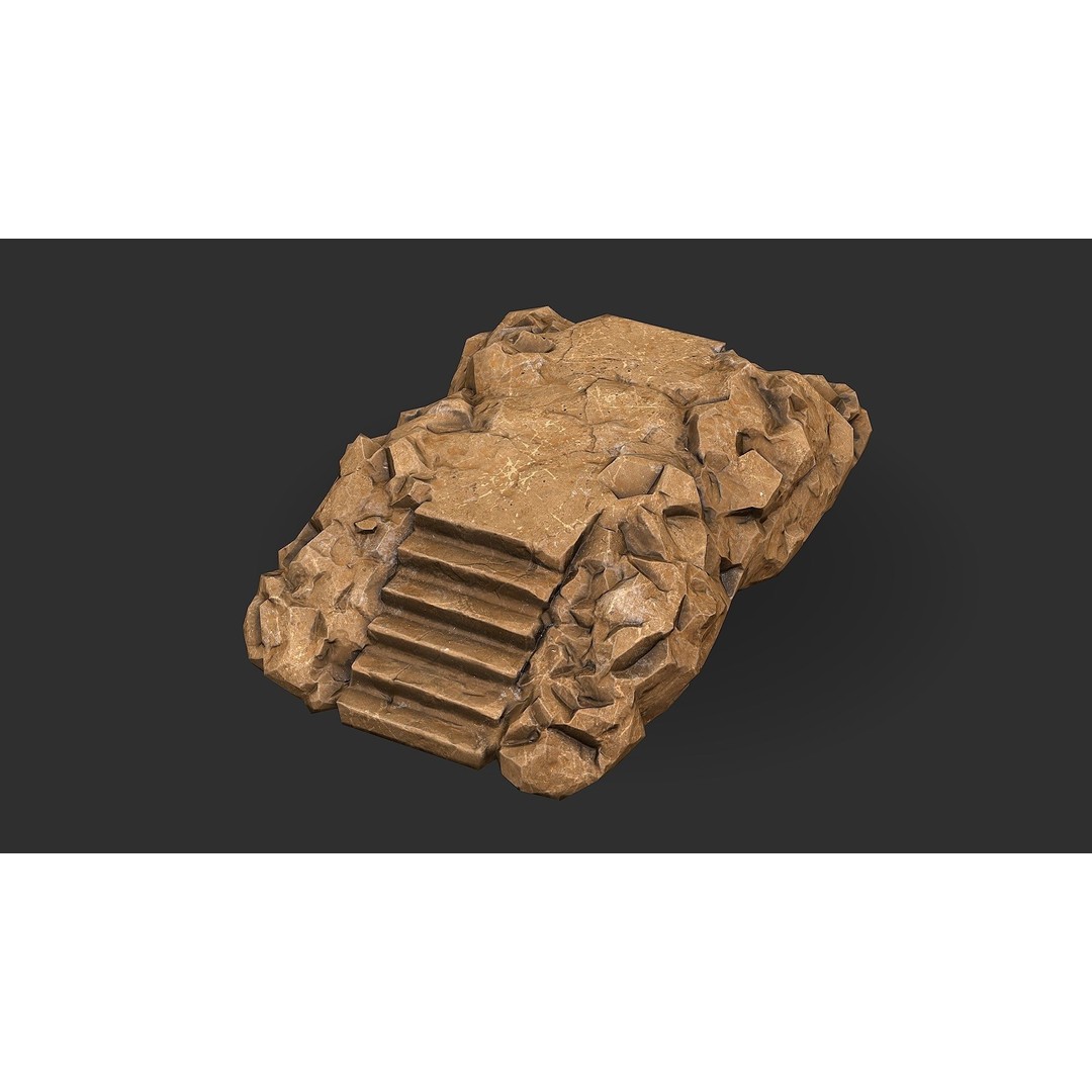 Stone Staircase 3D Model – Low Poly PBR Game Asset, FBX, OBJ - View 5