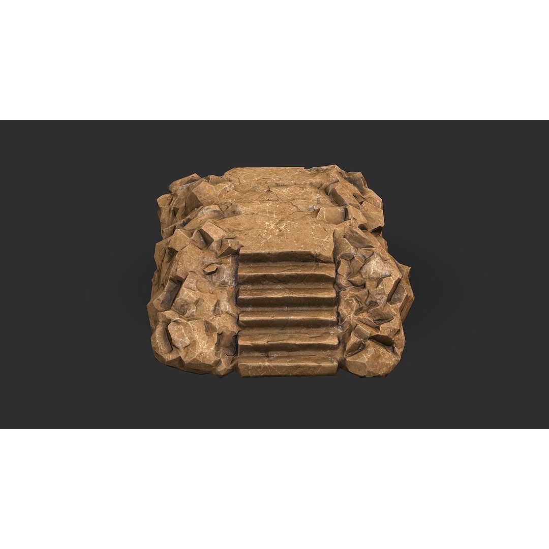 Stone Staircase 3D Model – Low Poly PBR Game Asset, FBX, OBJ - View 6