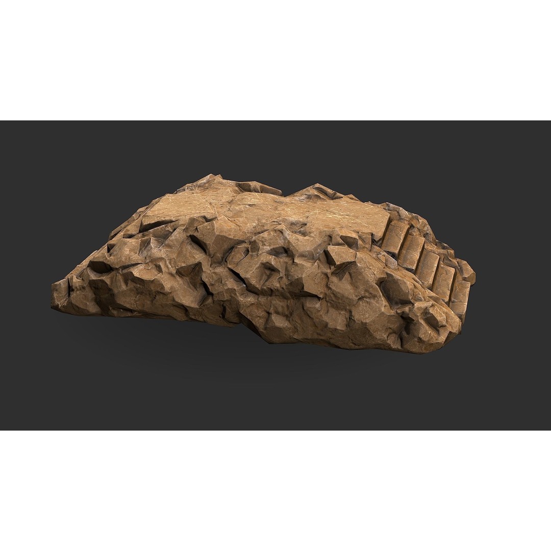 Stone Staircase 3D Model – Low Poly PBR Game Asset, FBX, OBJ - View 8