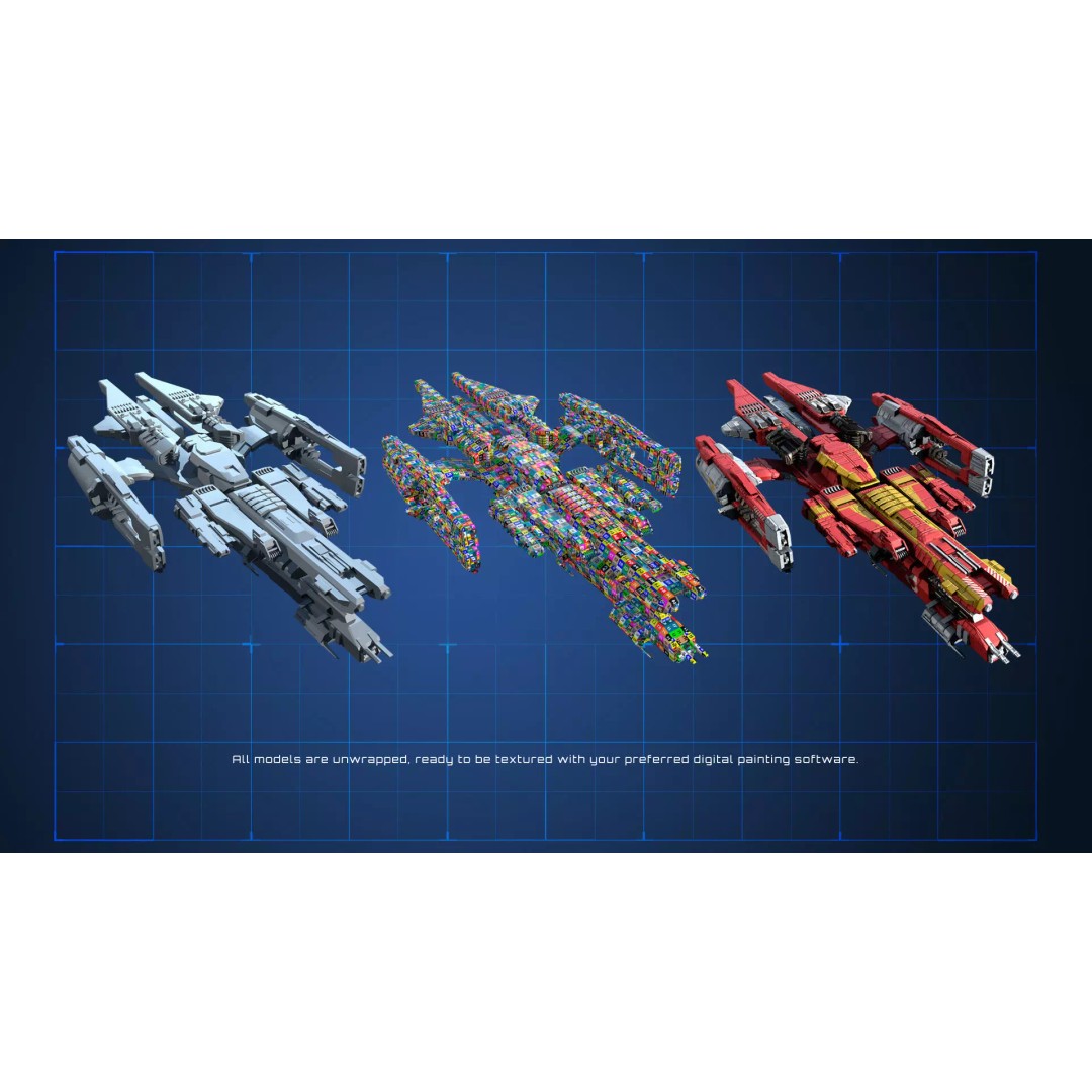 Spaceship 3D Model – Low Poly Space Asset, FBX & OBJ Formats - View 10
