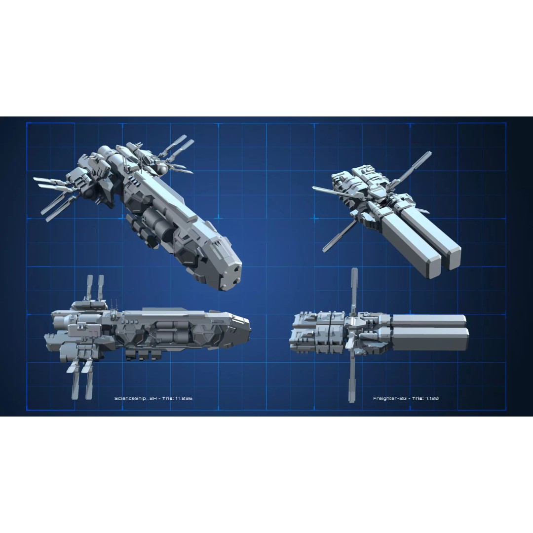 Spaceship 3D Model – Low Poly Space Asset, FBX & OBJ Formats - View 4