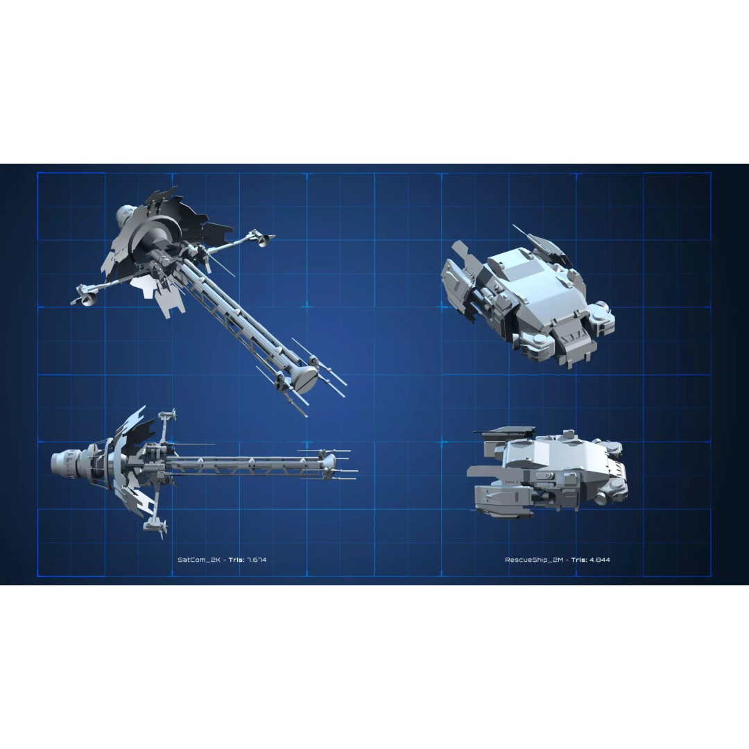 Spaceship 3D Model – Low Poly Space Asset, FBX & OBJ Formats - View 5
