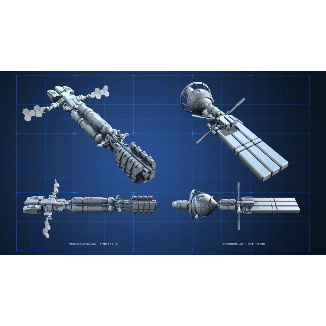 Spaceship 3D Model – Low Poly Space Asset, FBX & OBJ Formats - View 6
