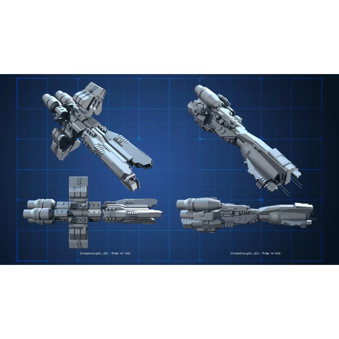 Spaceship 3D Model – Low Poly Space Asset, FBX & OBJ Formats - View 7