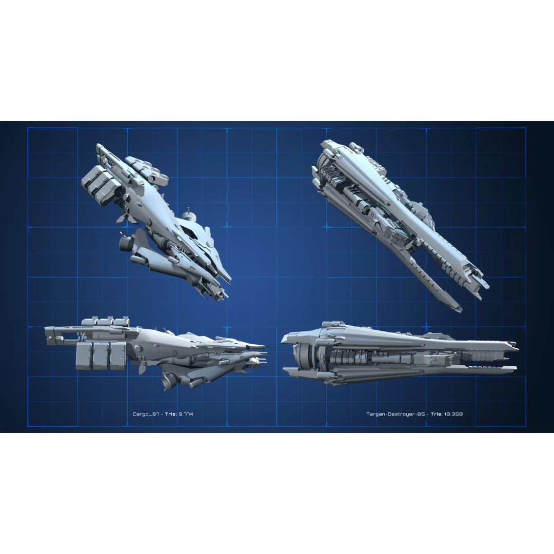 Spaceship 3D Model – Low Poly Space Asset, FBX & OBJ Formats - View 9