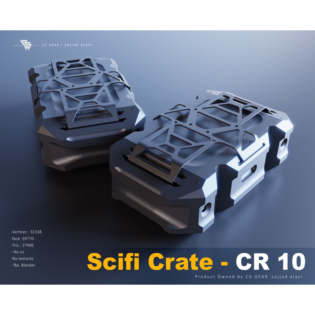 Sci-Fi Crate 3D Model – Futuristic Box Collection, FBX & Blender