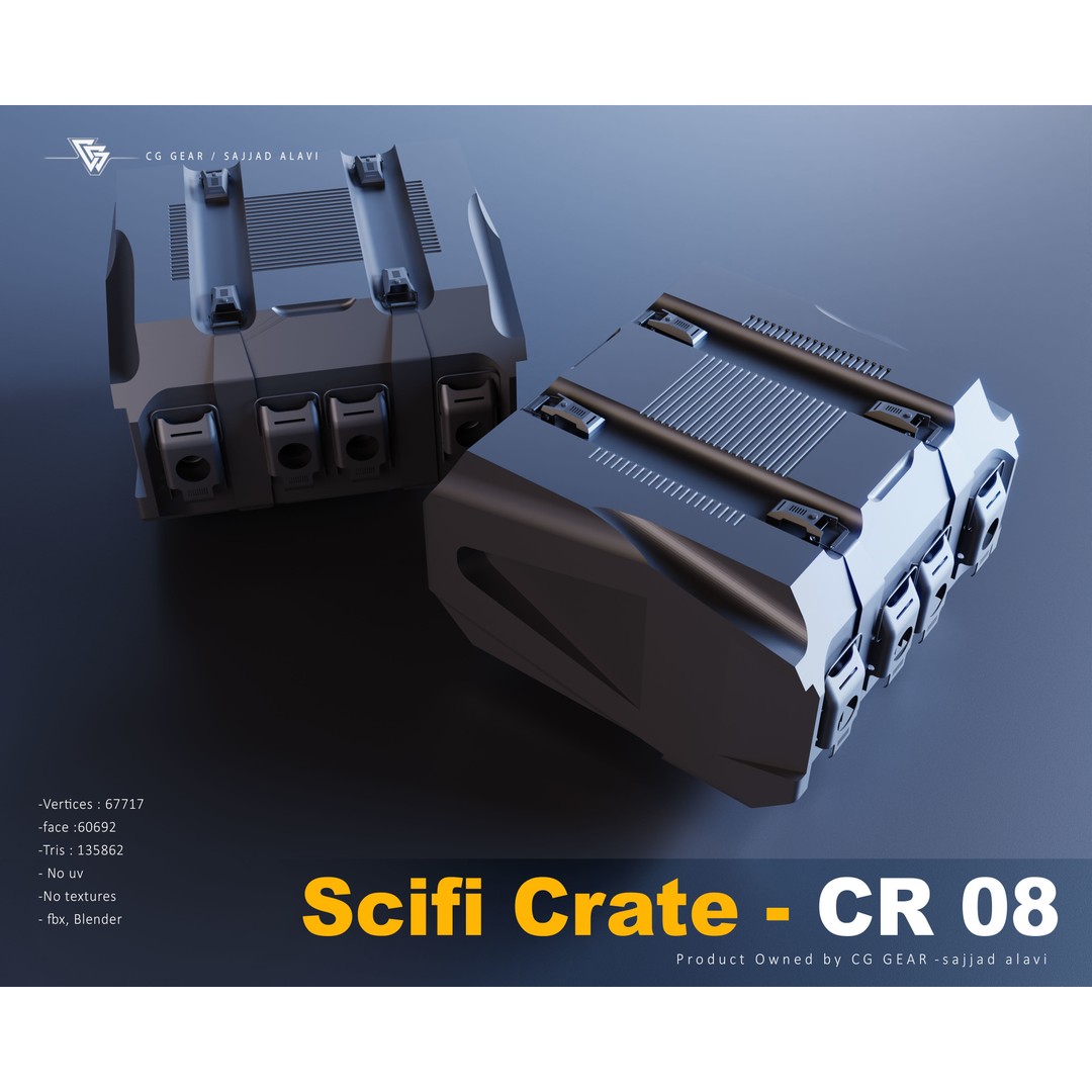 Sci-Fi Crate 3D Model – Futuristic Box Collection, FBX & Blender - View 10
