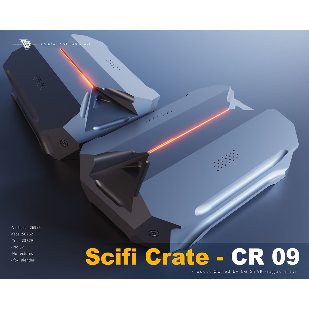 Sci-Fi Crate 3D Model – Futuristic Box Collection, FBX & Blender - View 11