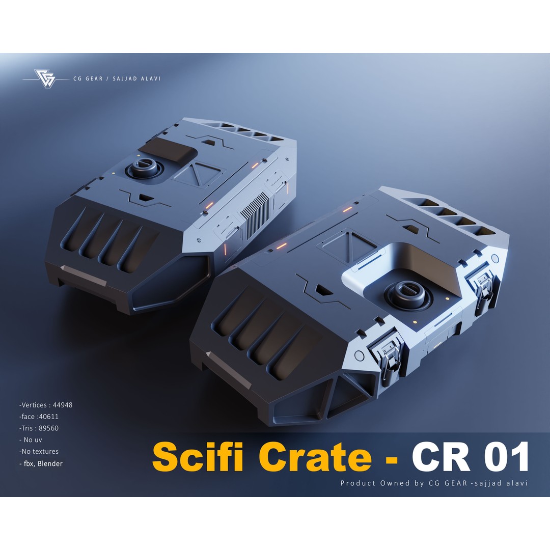 Sci-Fi Crate 3D Model – Futuristic Box Collection, FBX & Blender - View 3