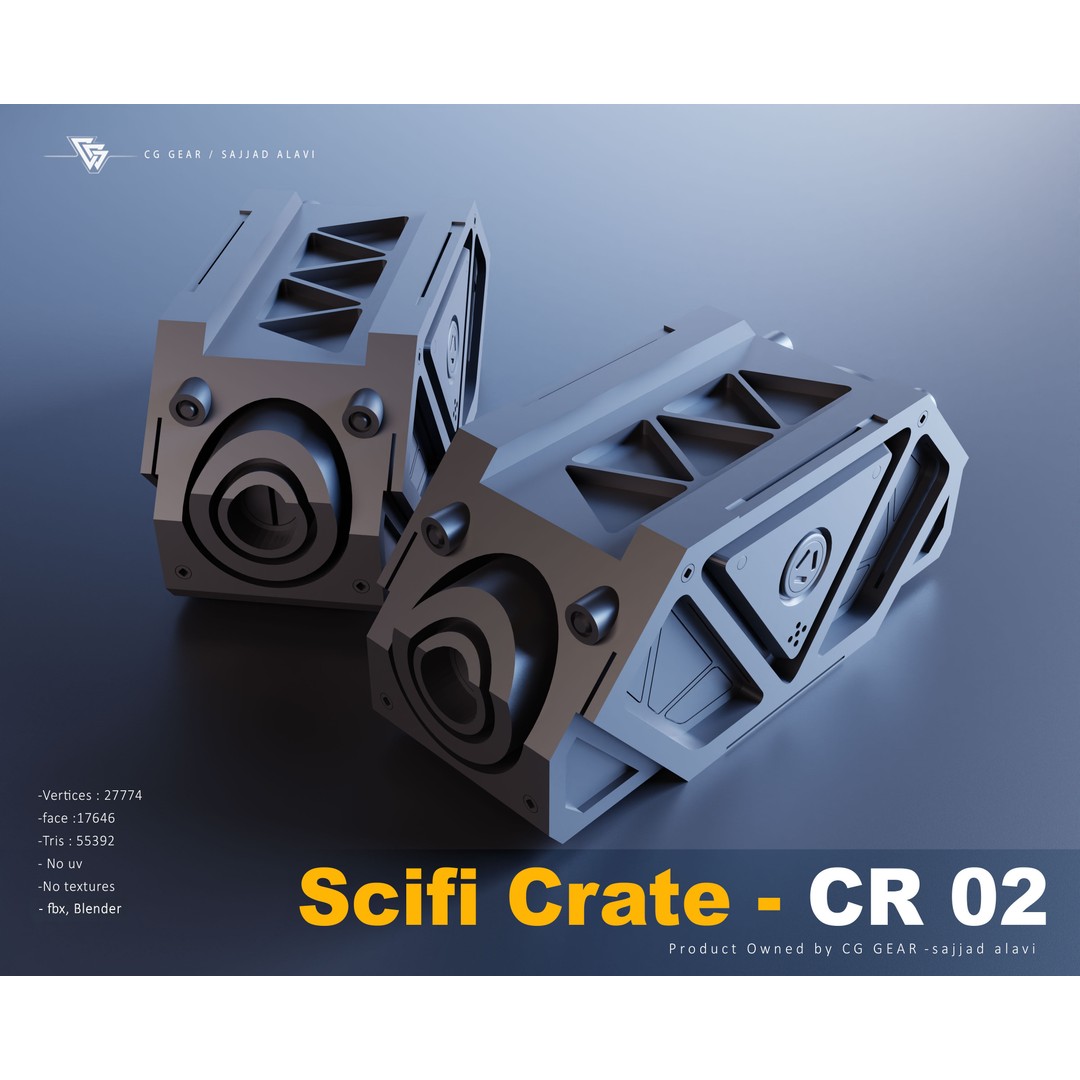 Sci-Fi Crate 3D Model – Futuristic Box Collection, FBX & Blender - View 4