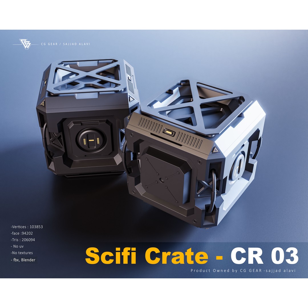 Sci-Fi Crate 3D Model – Futuristic Box Collection, FBX & Blender - View 5