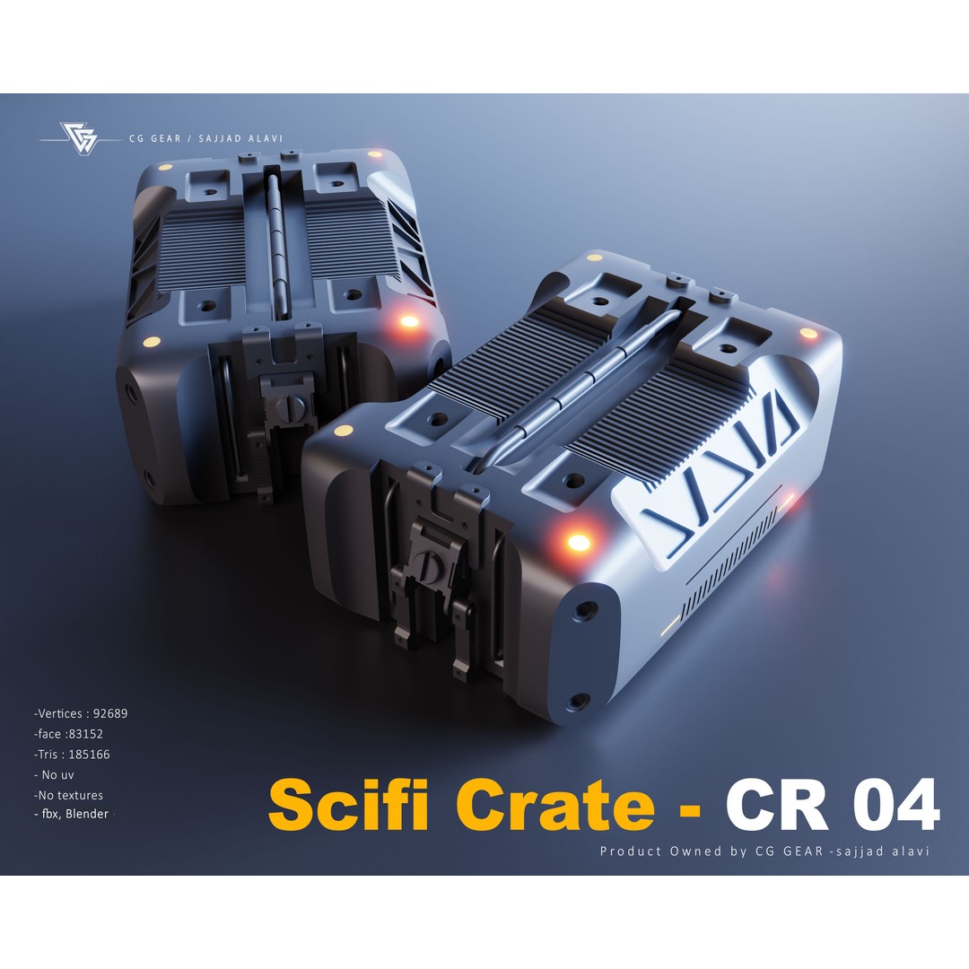 Sci-Fi Crate 3D Model – Futuristic Box Collection, FBX & Blender - View 6