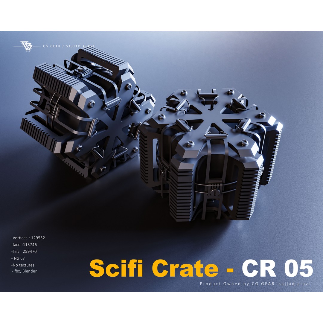 Sci-Fi Crate 3D Model – Futuristic Box Collection, FBX & Blender - View 7