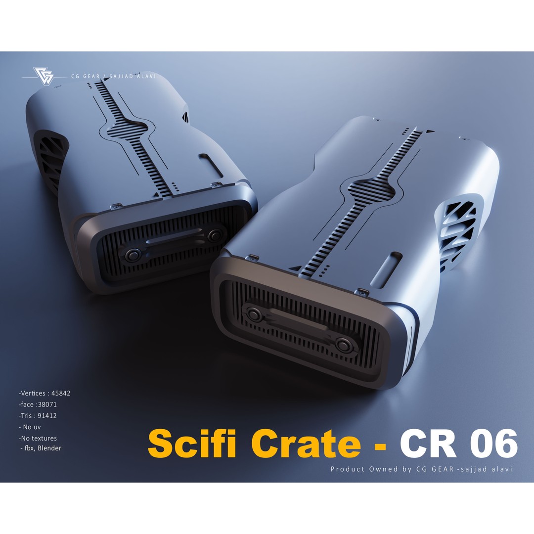 Sci-Fi Crate 3D Model – Futuristic Box Collection, FBX & Blender - View 8