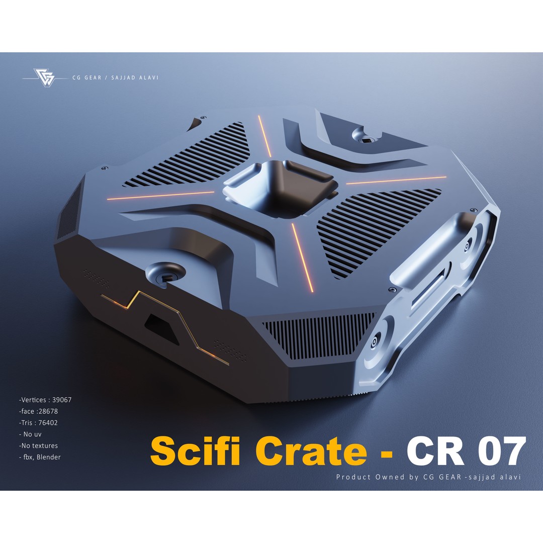Sci-Fi Crate 3D Model – Futuristic Box Collection, FBX & Blender - View 9