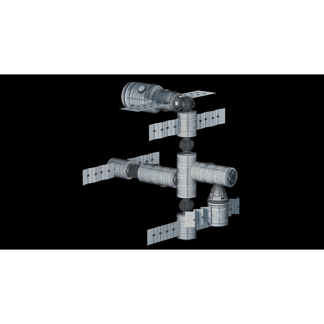 Modular Space Station 3D Model – High Res Game Asset, FBX, OBJ - View 10