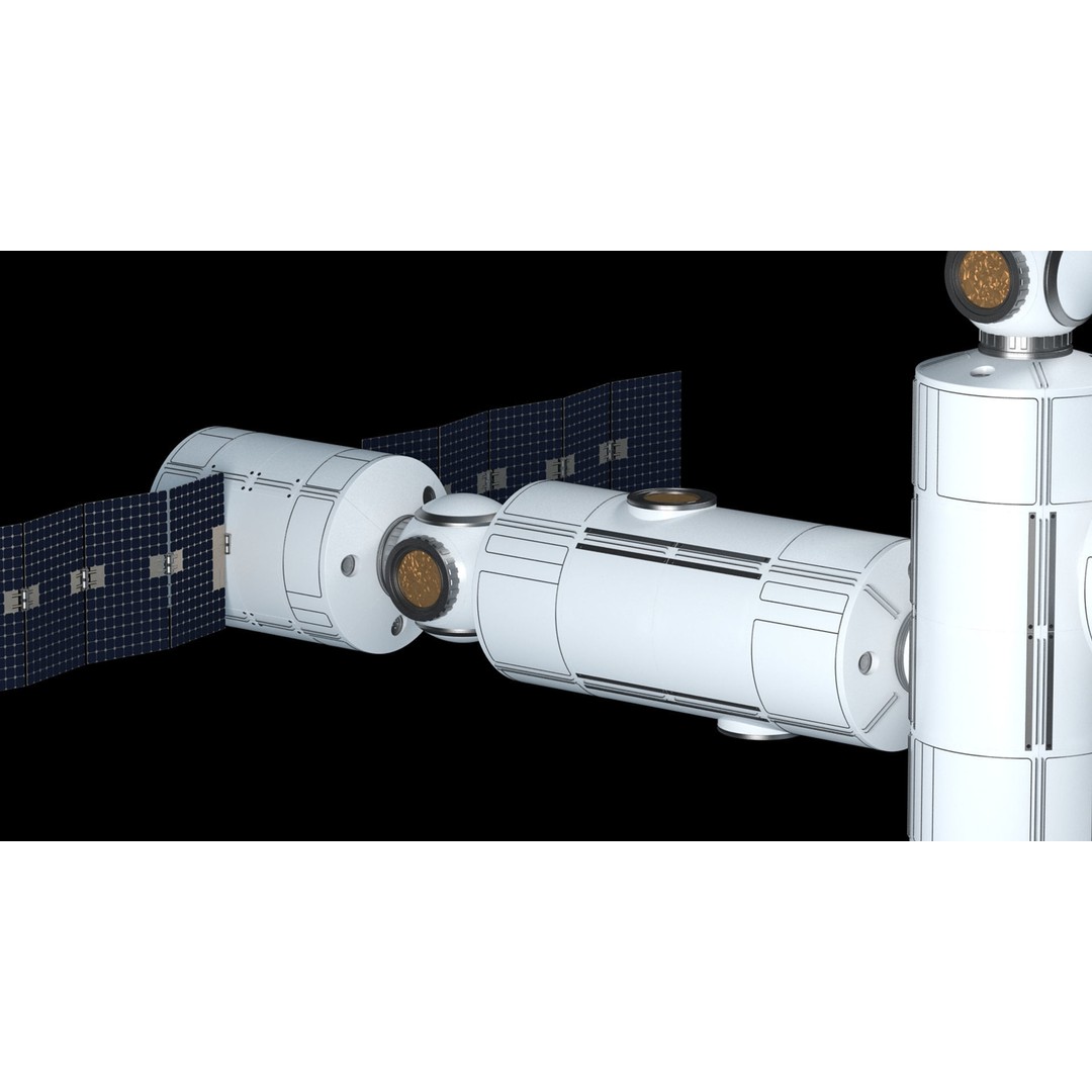 Modular Space Station 3D Model – High Res Game Asset, FBX, OBJ - View 15