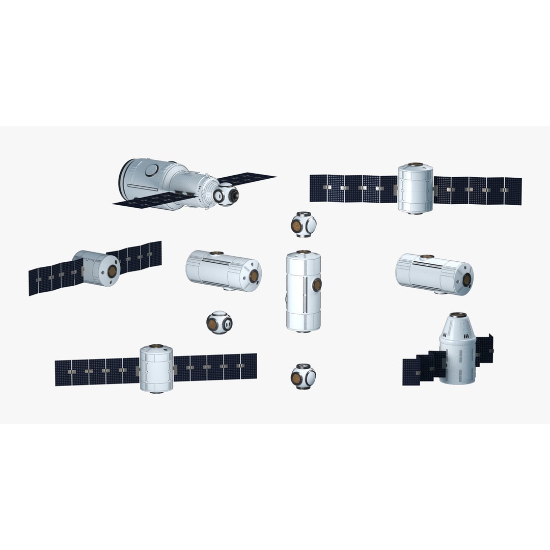 Modular Space Station 3D Model – High Res Game Asset, FBX, OBJ - View 3