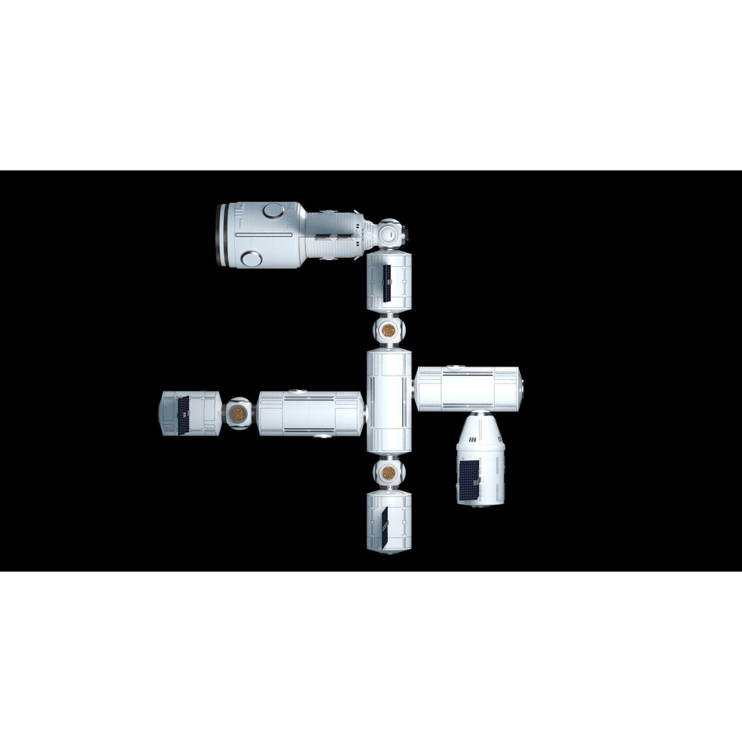 Modular Space Station 3D Model – High Res Game Asset, FBX, OBJ - View 6