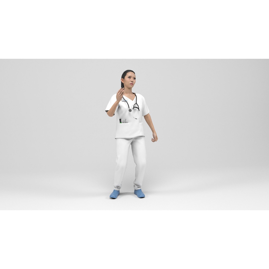 Nurse 3D Model – Low Poly Rigged Character with Animations, FBX - View 11