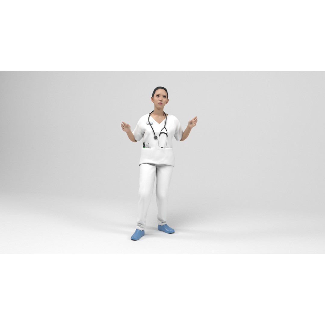 Nurse 3D Model – Low Poly Rigged Character with Animations, FBX - View 12