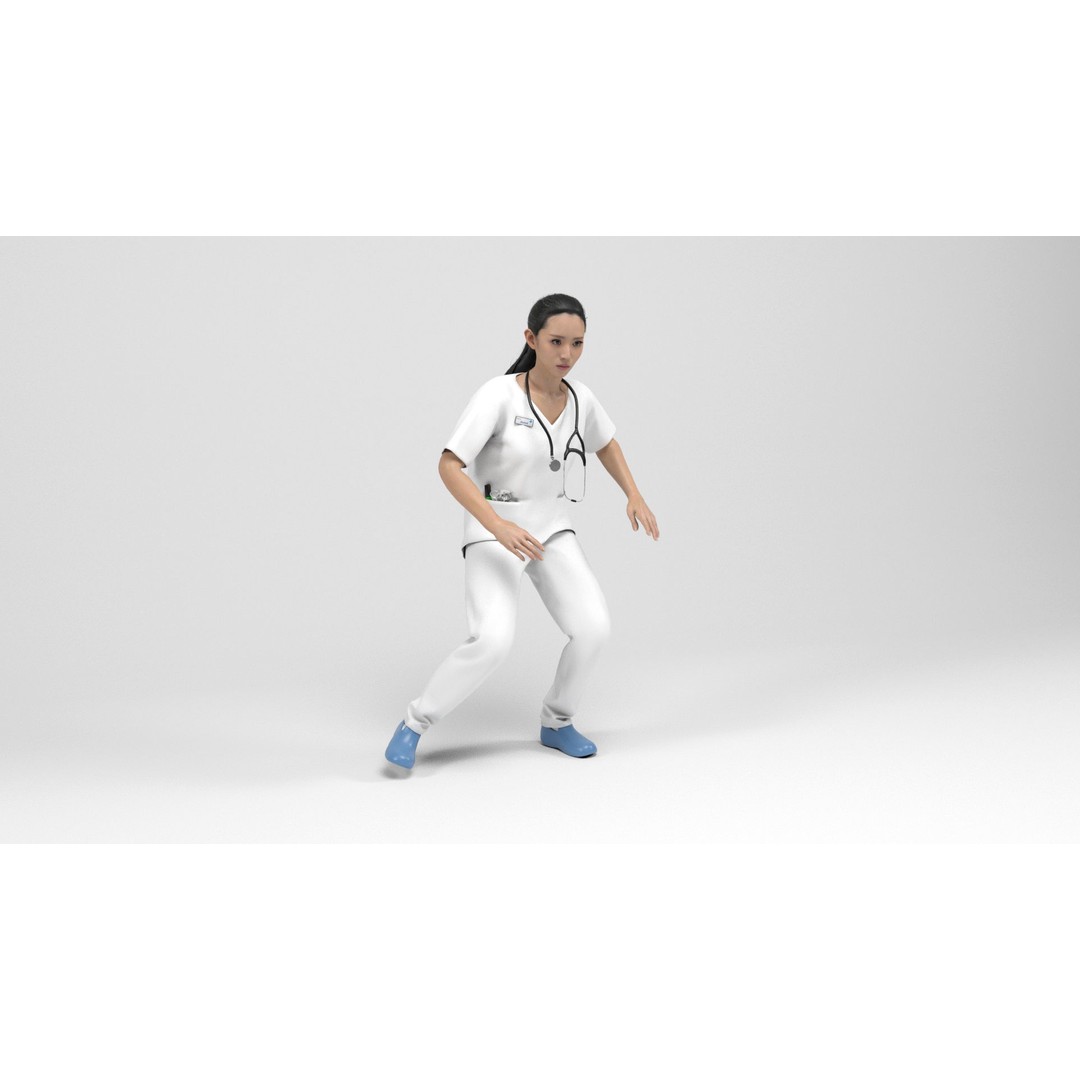 Nurse 3D Model – Low Poly Rigged Character with Animations, FBX - View 14