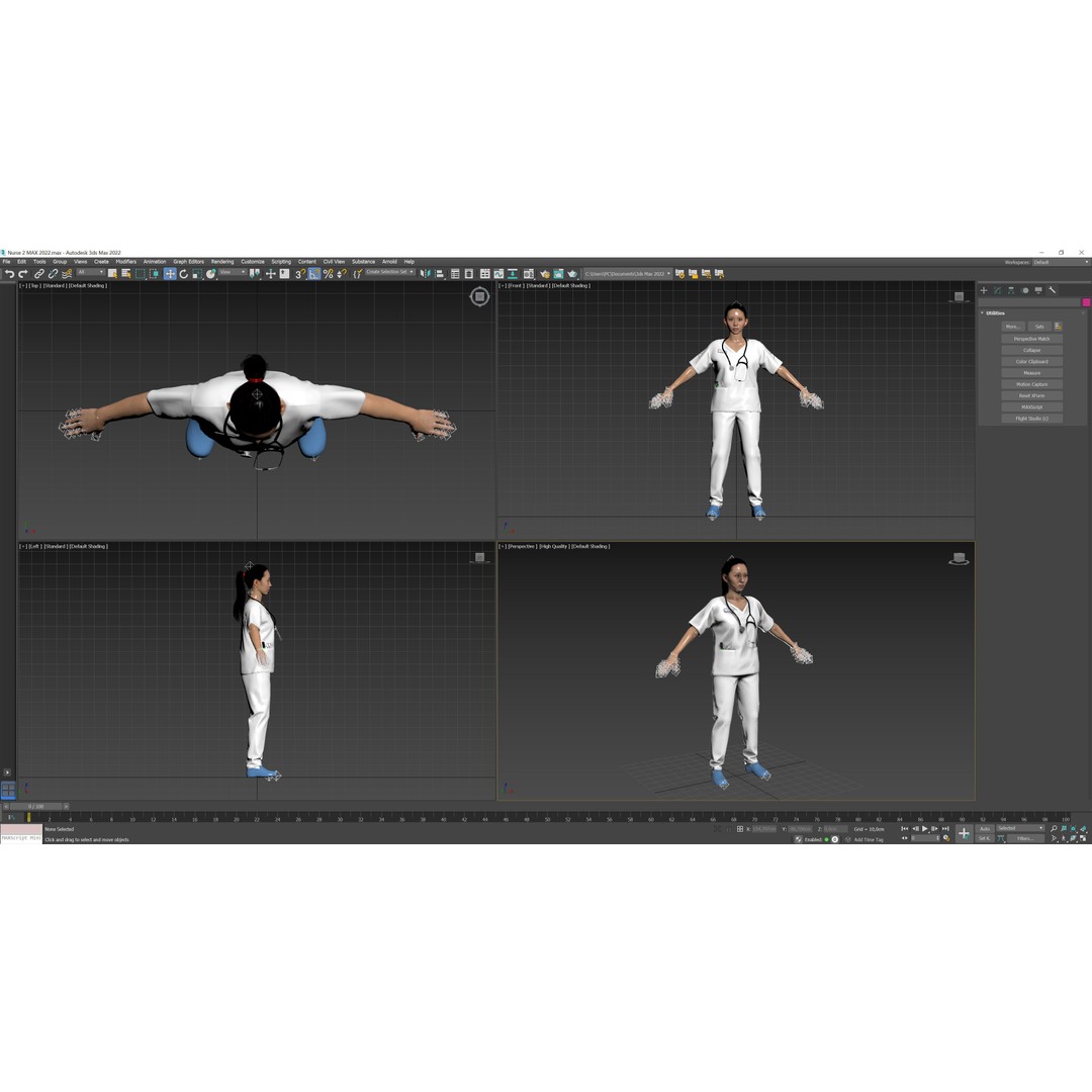 Nurse 3D Model – Low Poly Rigged Character with Animations, FBX - View 15
